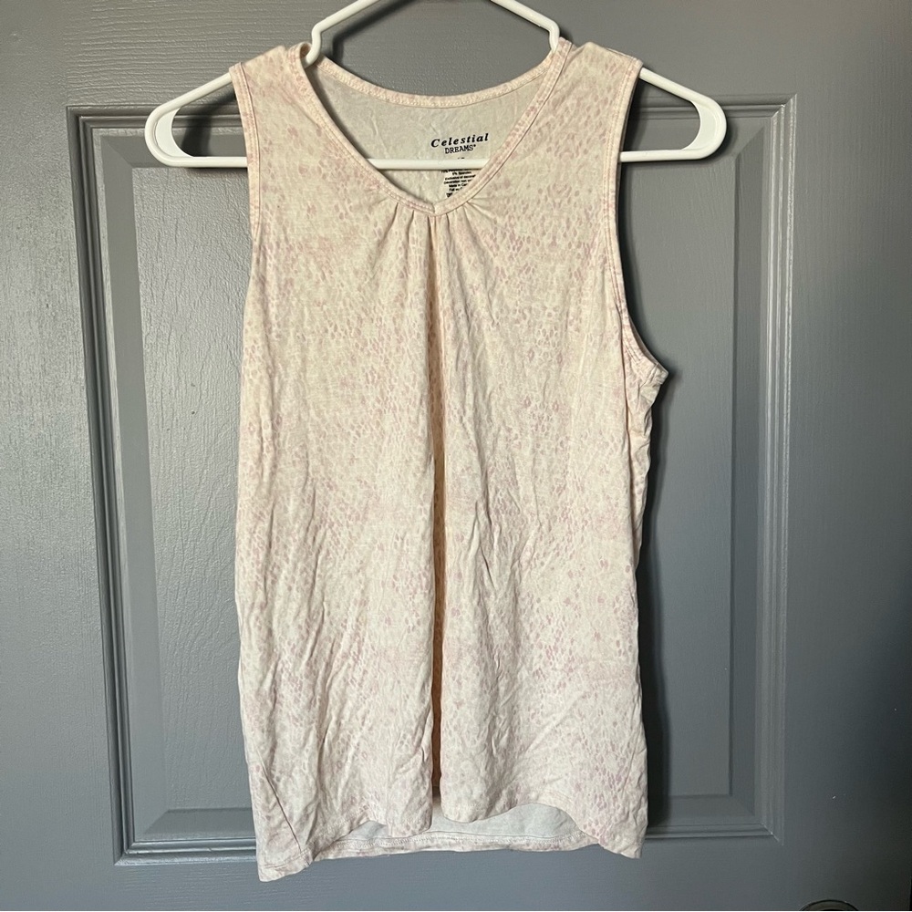 CELESTIAL DREAMS Cream Sleeveless Pajama Top Size Small